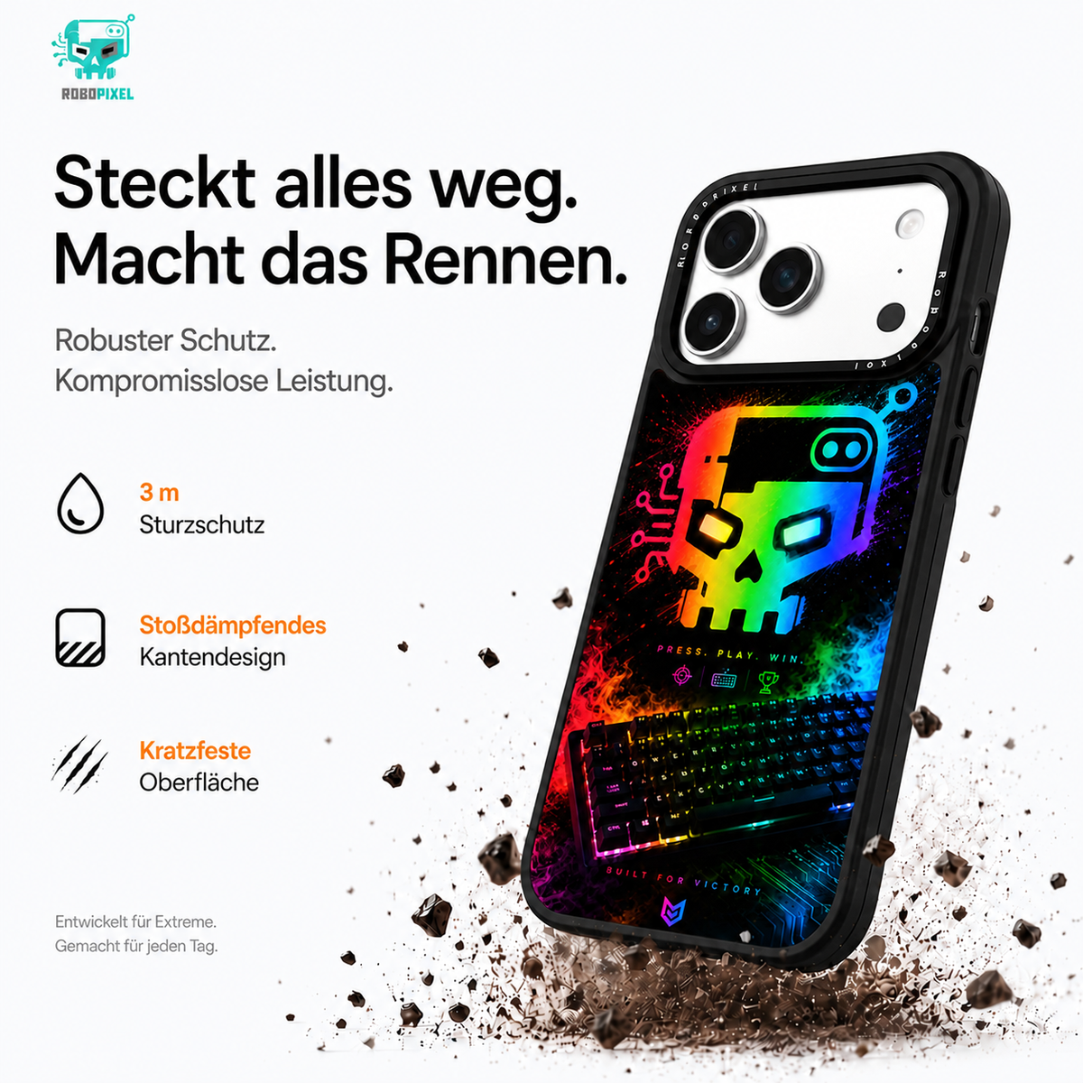 Cyber Skull-X Handyhülle auf iPhone 17 Pro Max abgebildet