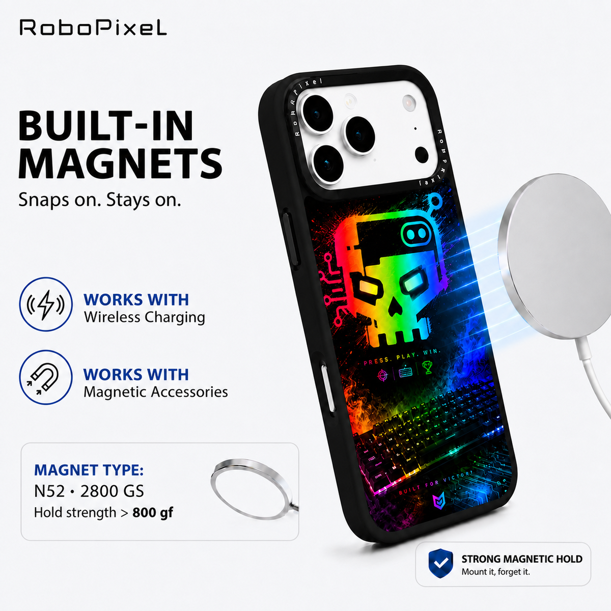 Cyber Skull-X phone case shown on iPhone 17 Pro Max