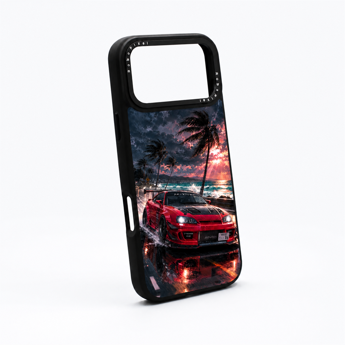 Neon Monsoon phone case shown on iPhone 17 Pro Max