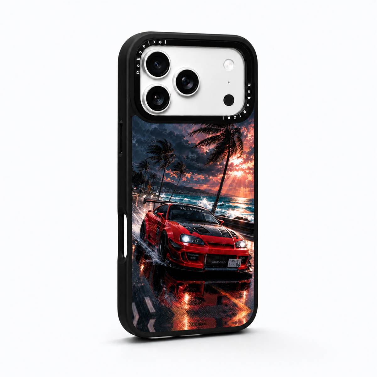 Neon Monsoon phone case shown on iPhone 17 Pro Max