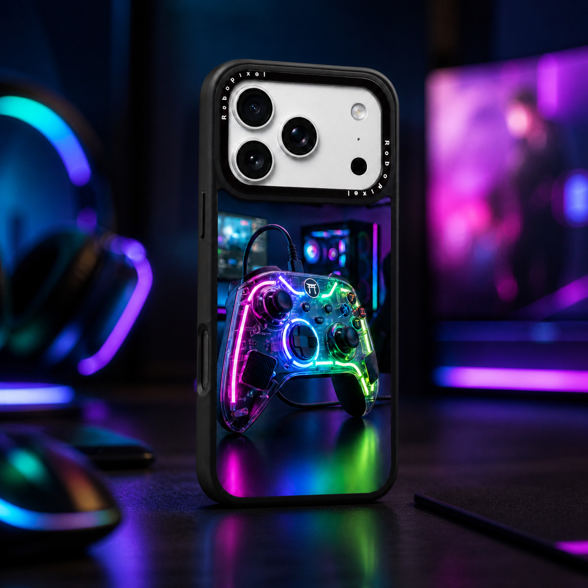 Neon No Yume phone case shown on iPhone 17 Pro Max
