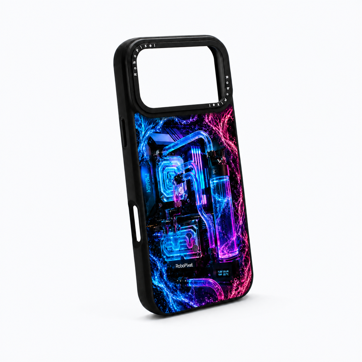 Plasma Hyper-Flow phone case shown on iPhone 17 Pro Max