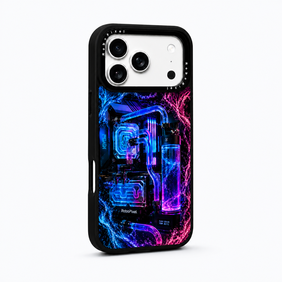 Plasma Hyper-Flow phone case shown on iPhone 17 Pro Max