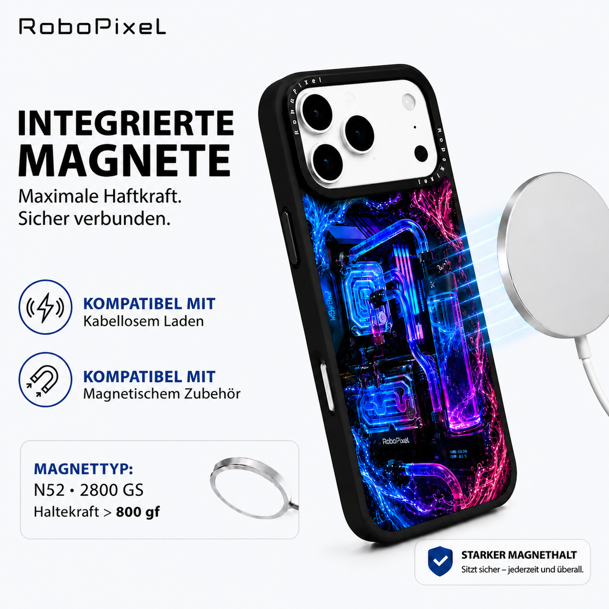 Plasma Hyper-Flow Handyhülle auf iPhone 17 Pro Max abgebildet