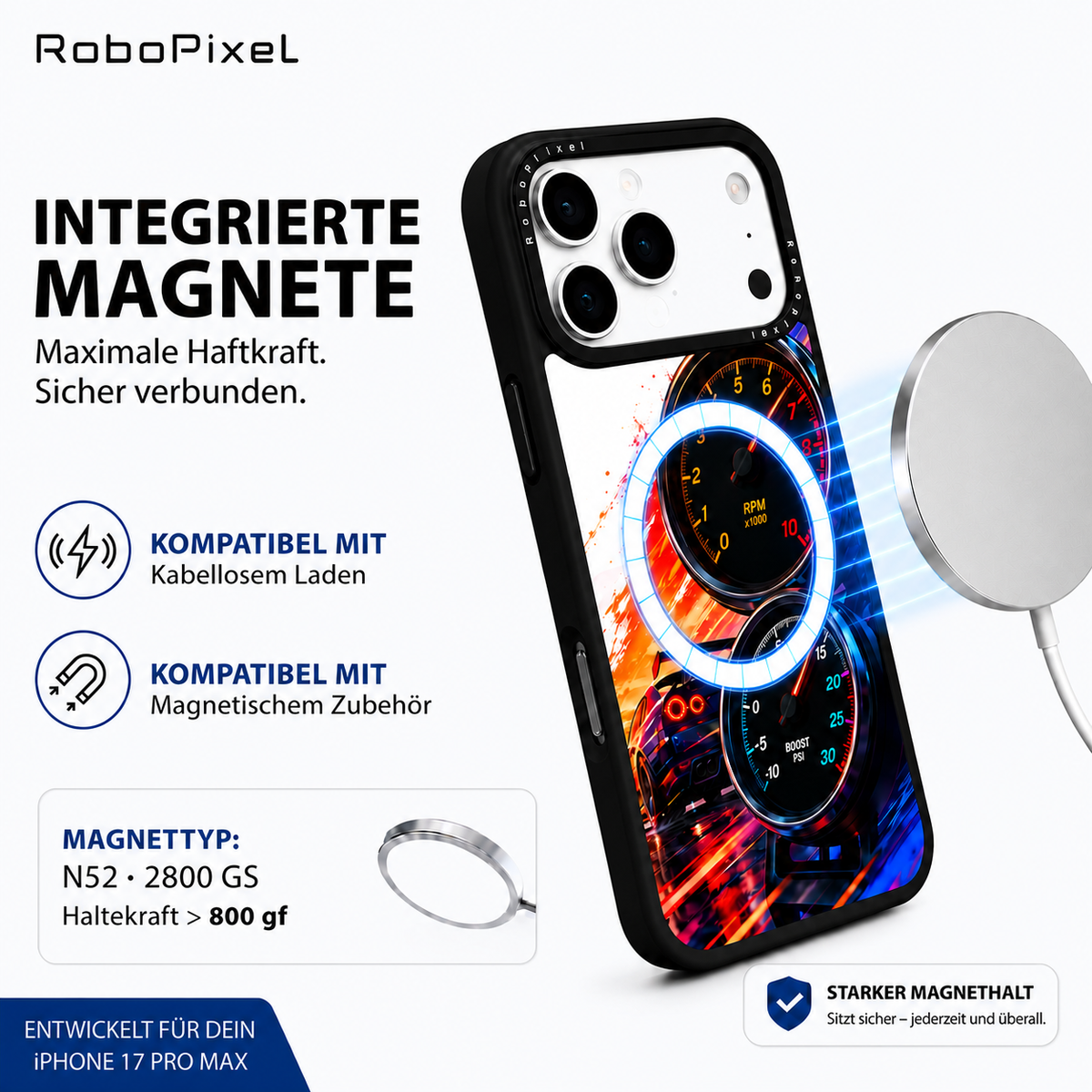 Redline Pulse Handyhülle auf iPhone 17 Pro Max abgebildet