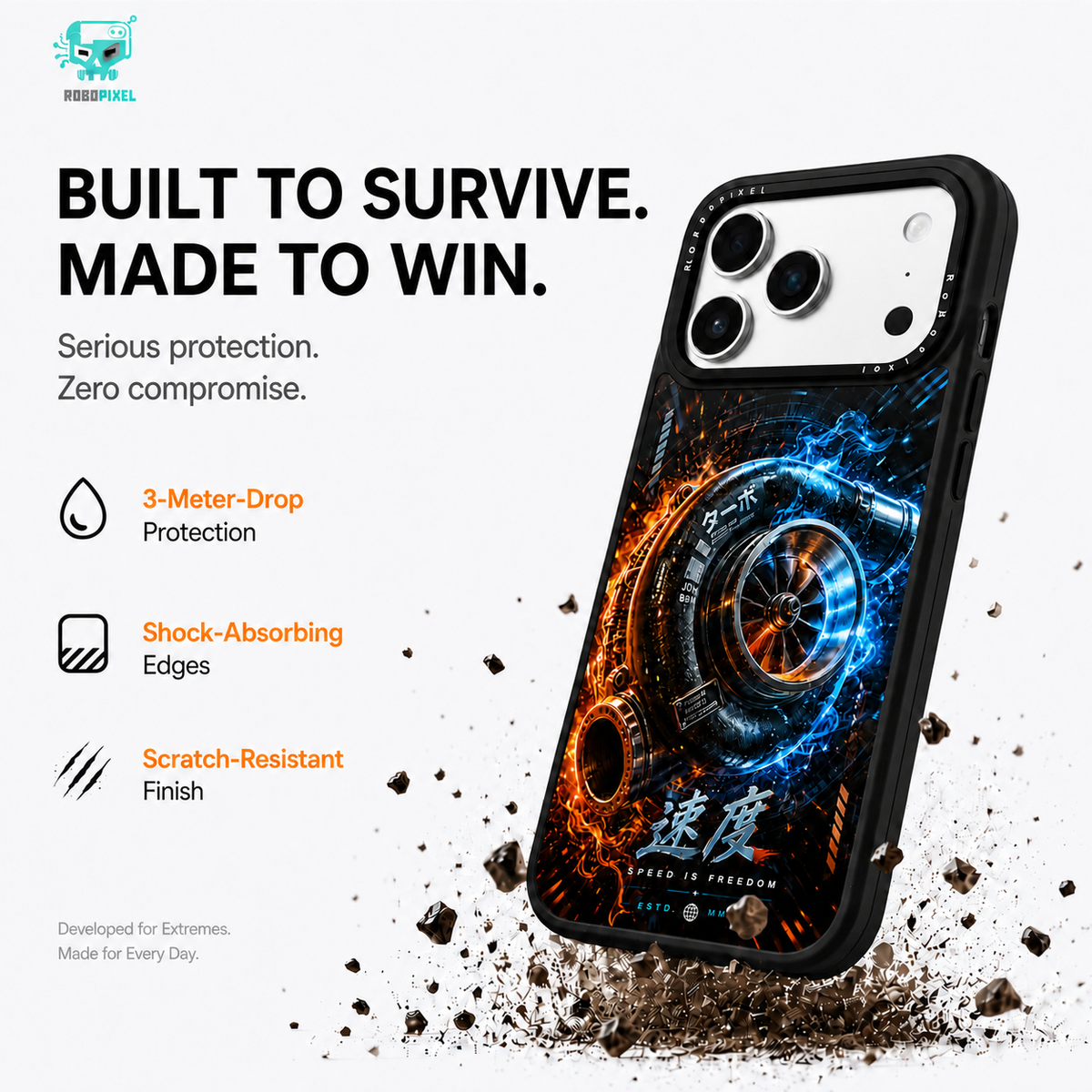 Velocity Core phone case shown on iPhone 17 Pro Max