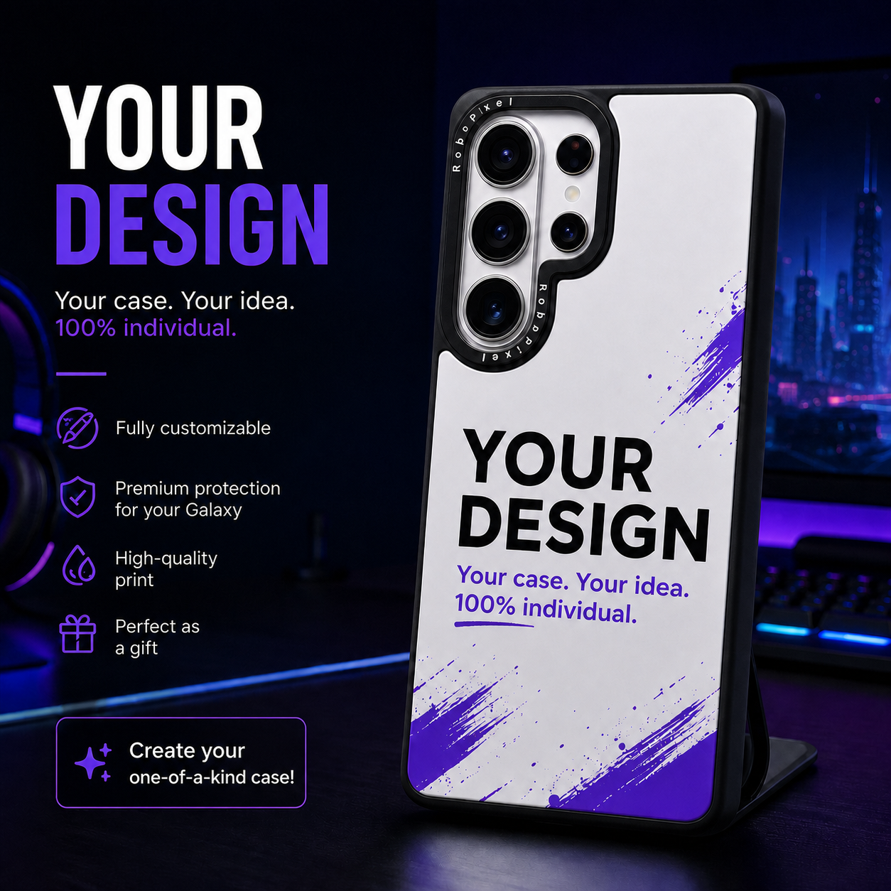 RoboPixel custom Samsung phone case, product photo 1