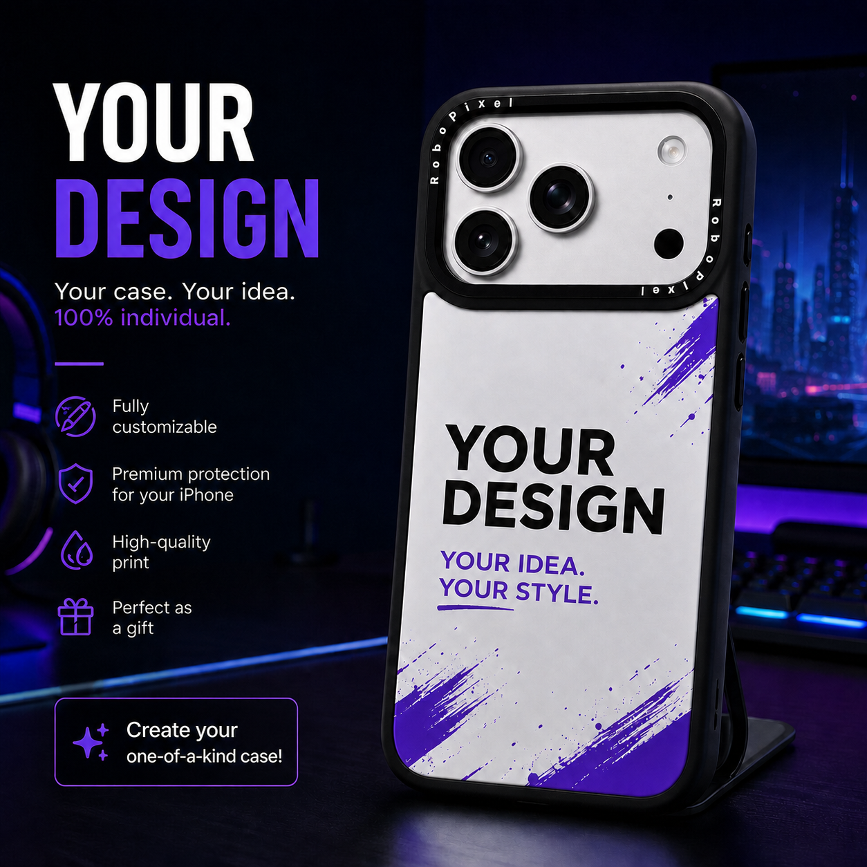 RoboPixel custom Apple phone case, product photo 1